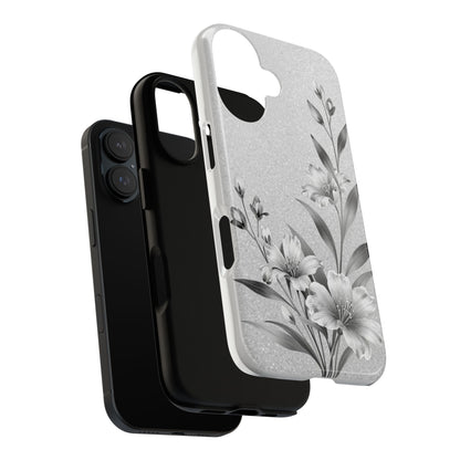 Floral Monochrome Phone Case — Elegant Black & White Lily Design