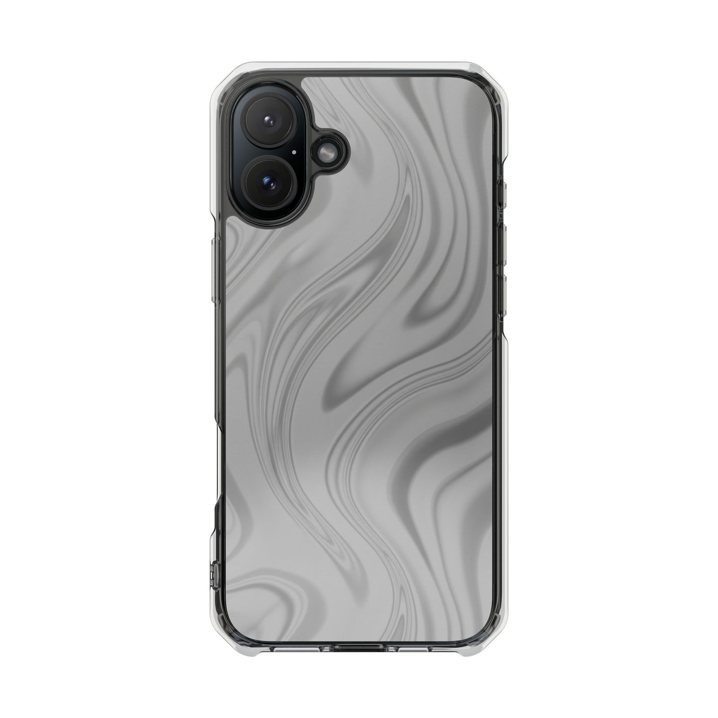 Clear Magnetic Impact Phone Case — Gray Marble Swirl