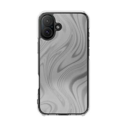 Clear Magnetic Impact Phone Case — Gray Marble Swirl