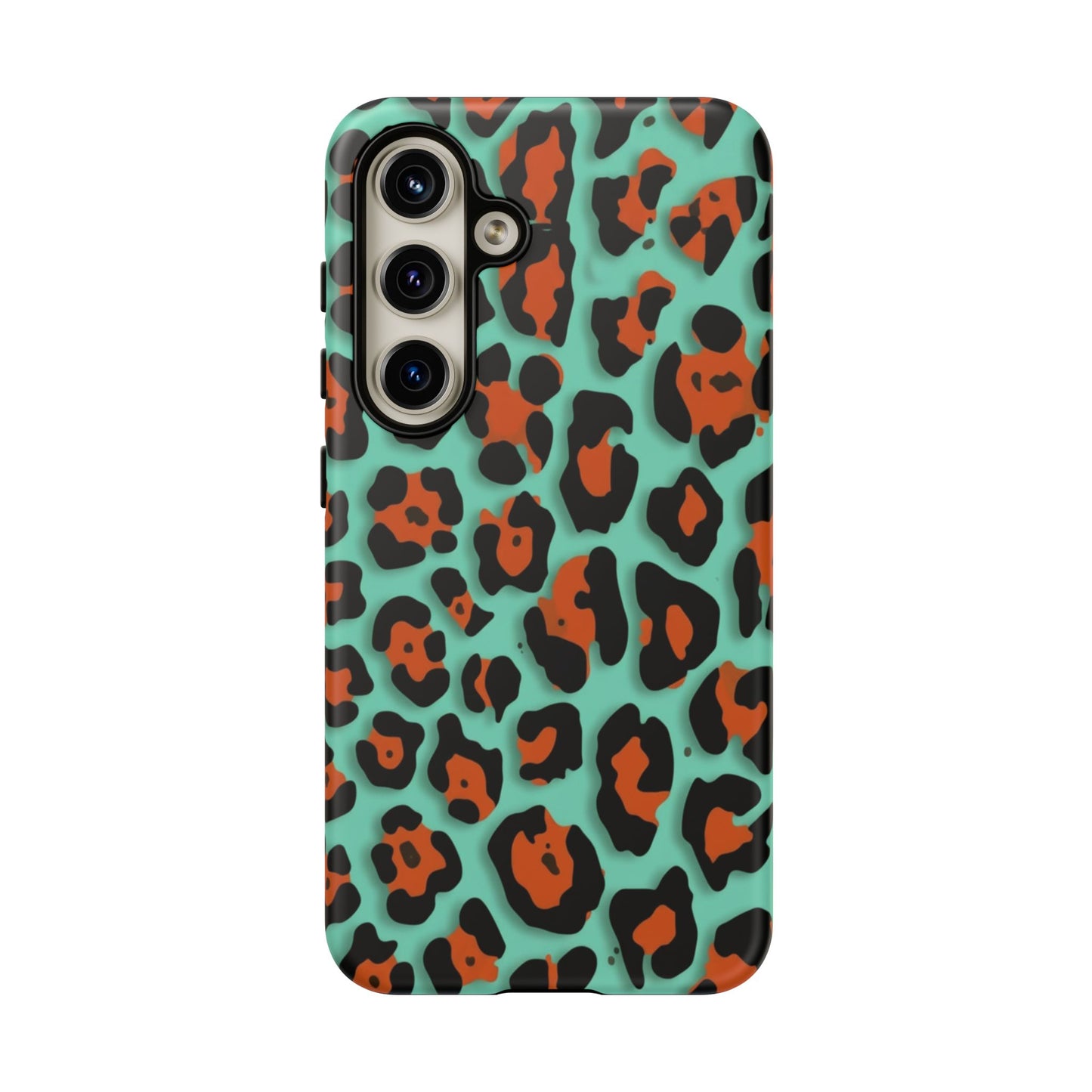 Teal & Rust Leopard Phone Case — Tough Protective Animal Print