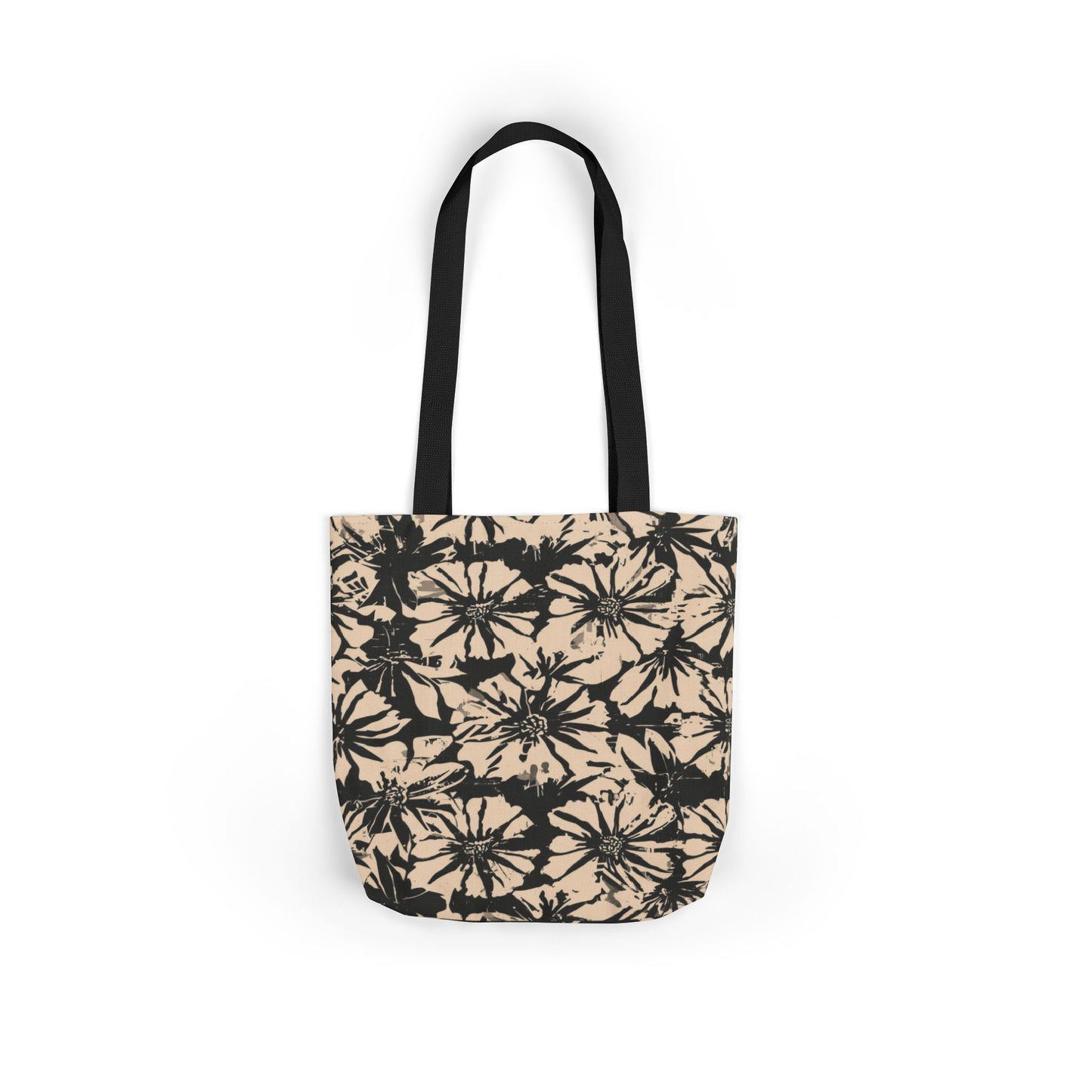 Canvas Tote — Black Floral Tie-Dye Pattern