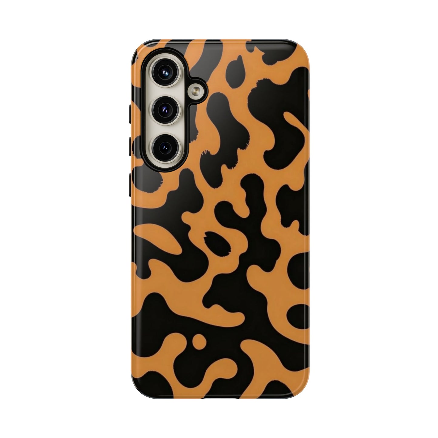 Leopard Print Phone Case — Orange & Black Tough Pattern Protective Cover