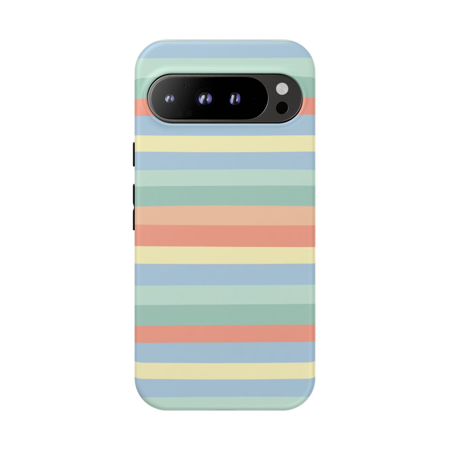 Pastel Striped Phone Case — Retro Horizontal Multi-Color Tough Case