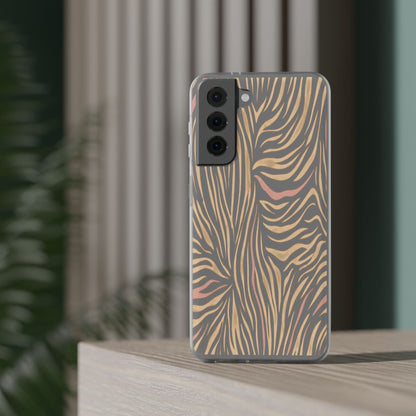 Neutral Zebra Print Flexi Case — Beige & Rose Gold Animal Pattern Phone Cover