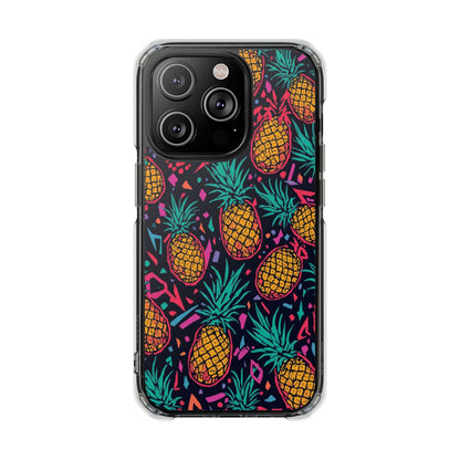 Clear Magnetic Phone Case — Tropical Pineapple Pattern