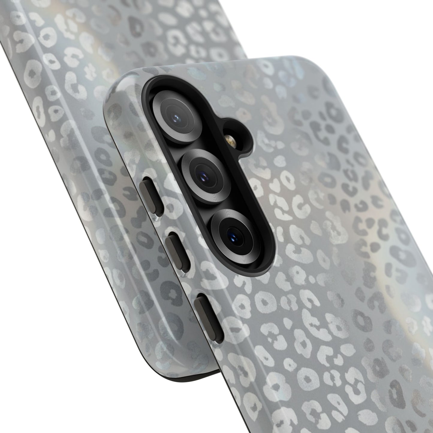 Grey Leopard Print Tough Phone Case — Durable Protective iPhone Cover