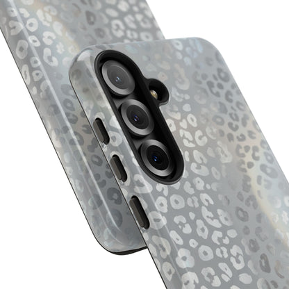 Grey Leopard Print Tough Phone Case — Durable Protective iPhone Cover