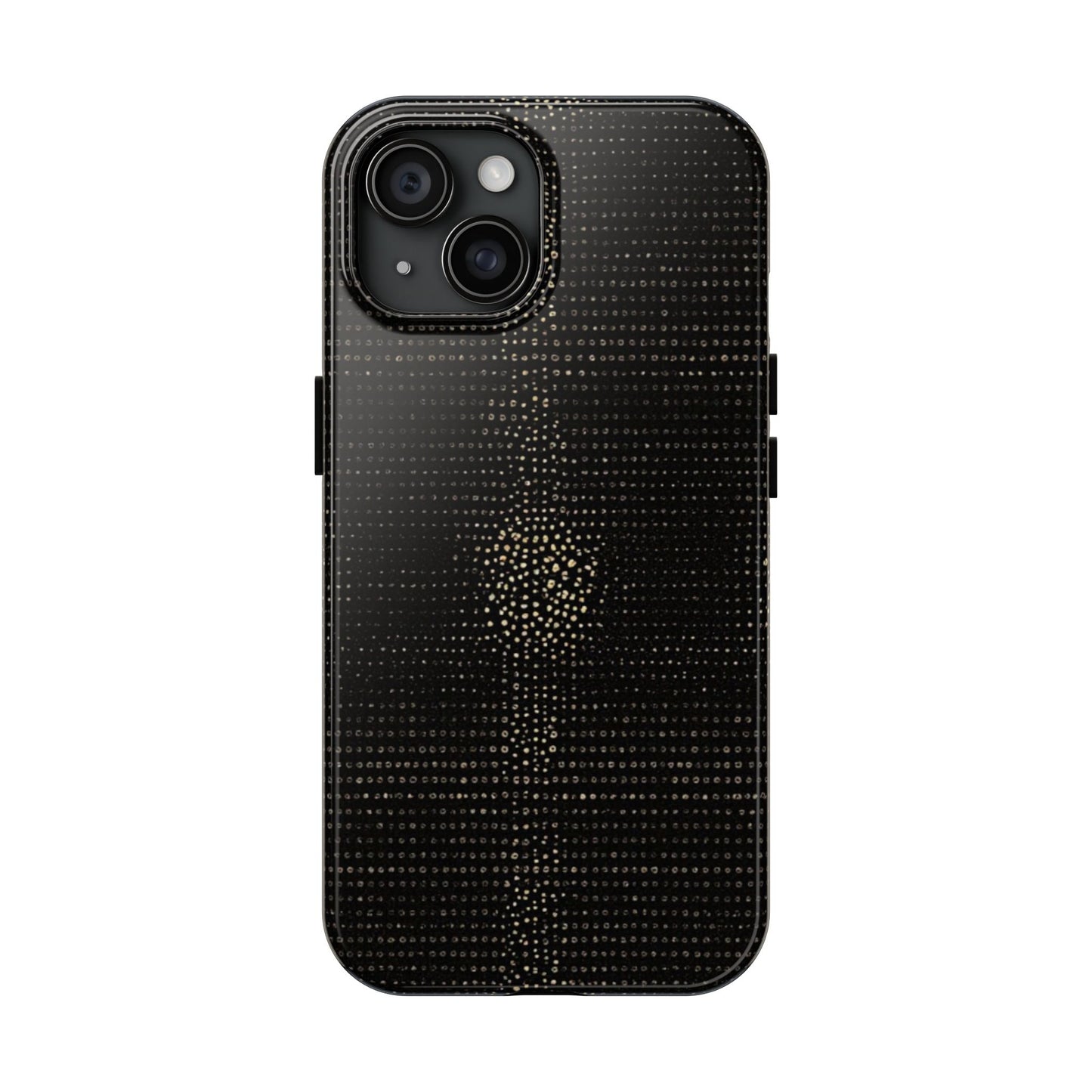 Tough Phone Case — Black Textured Metallic Dot Shield