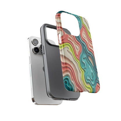 Abstract Contour Phone Case — Colorful Topographic Pattern Tough Case