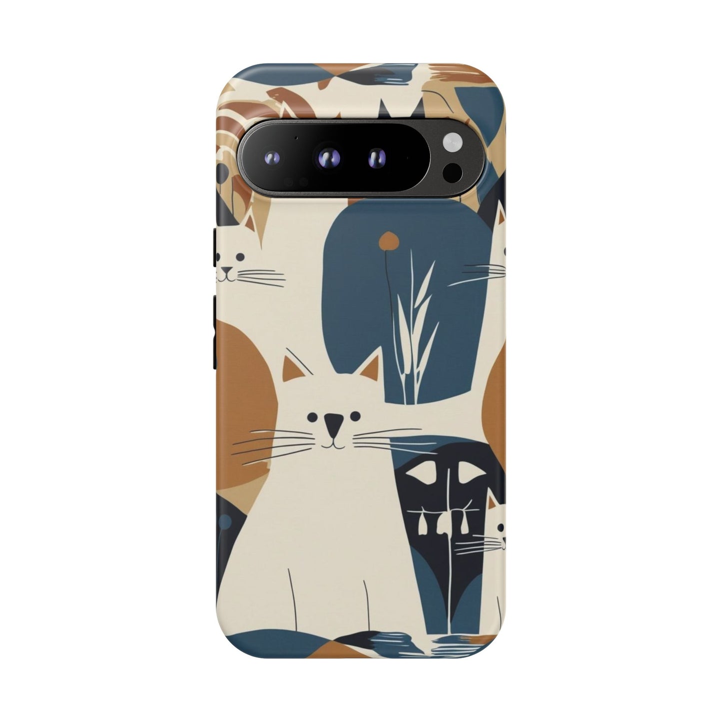 Cat Pattern Phone Case – Retro Abstract Cats Protective iPhone Cover