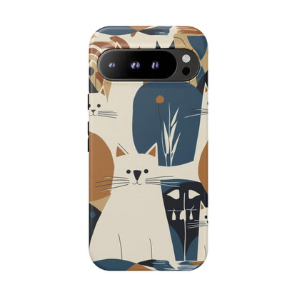 Cat Pattern Phone Case – Retro Abstract Cats Protective iPhone Cover