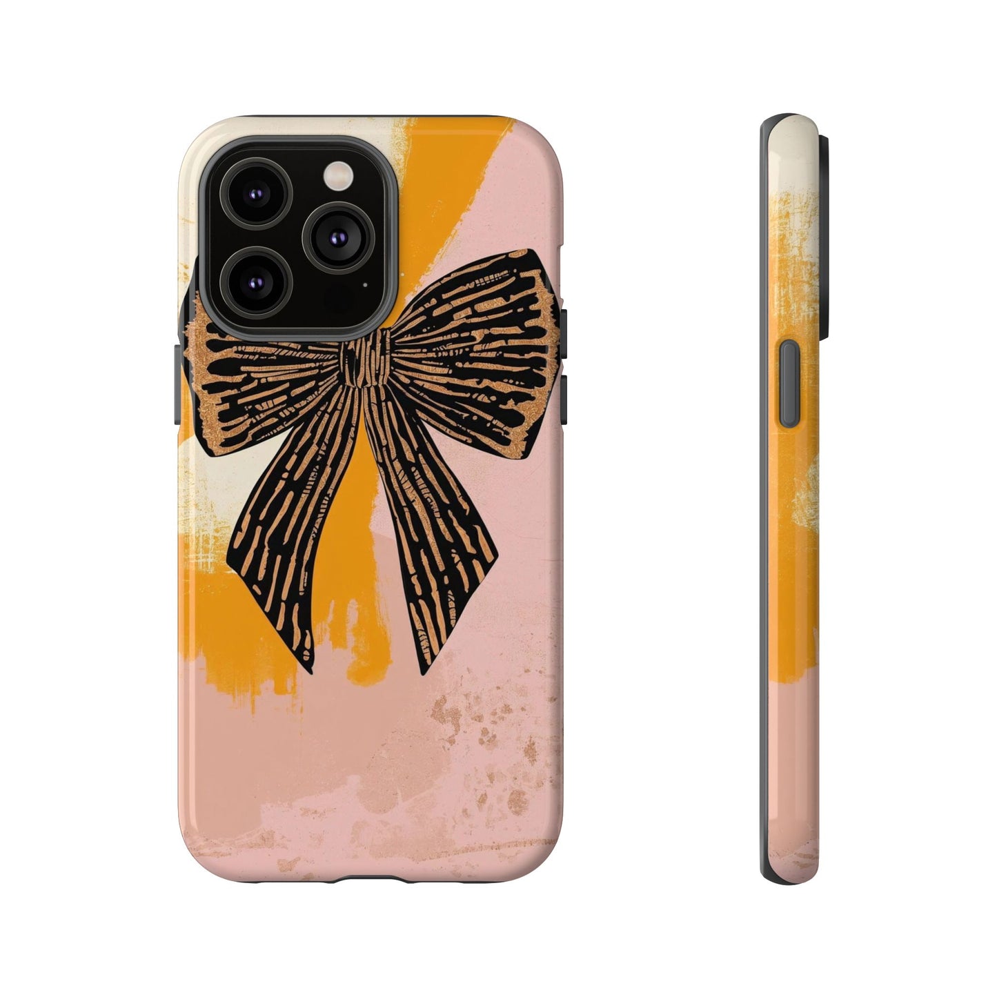 Bow Brushstroke Tough Phone Case — Pink & Mustard