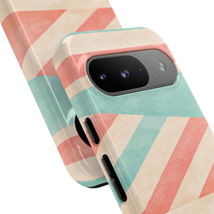 Pastel Stripes Tough Phone Case – Retro Coral & Teal Protective Cover