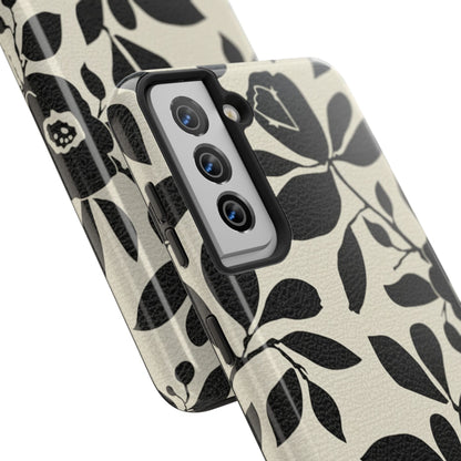 Tough Phone Case — Black Floral Silhouette Protective Cover