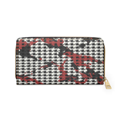 Women's Abstract Print Wallet - Abstract Zippered Checkboard Wallet