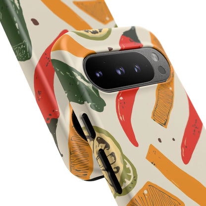 Spicy Peppers Phone Case – Colorful Chili, Lime & Citrus Pattern