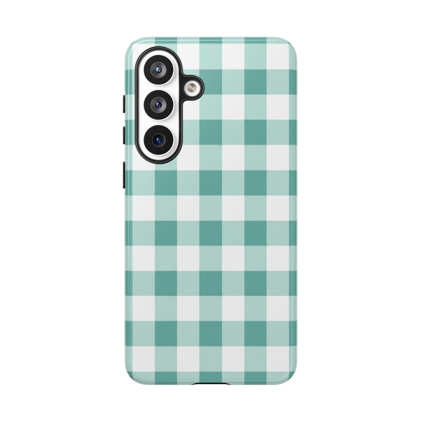 Mint Green Buffalo Check Tough Phone Case — Durable Plaid Protective Cover
