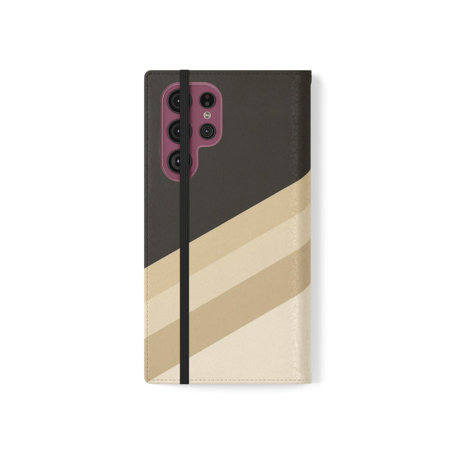 Retro Neutral Stripe Flip Phone Case — Wallet Folio with Card Slots