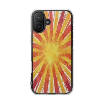 Clear Magnetic Phone Case — Retro Sunburst Design