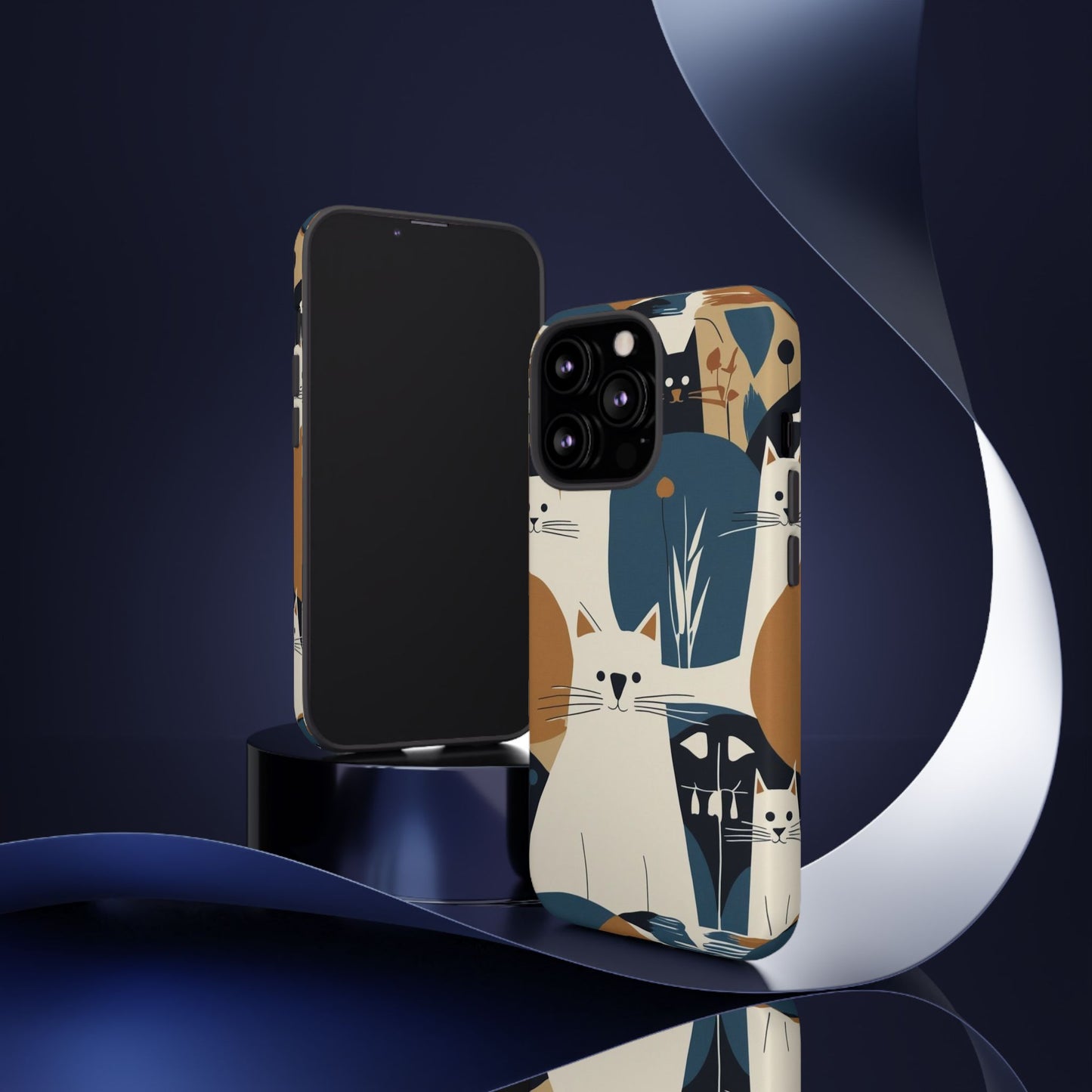 Cat Pattern Phone Case – Retro Abstract Cats Protective iPhone Cover