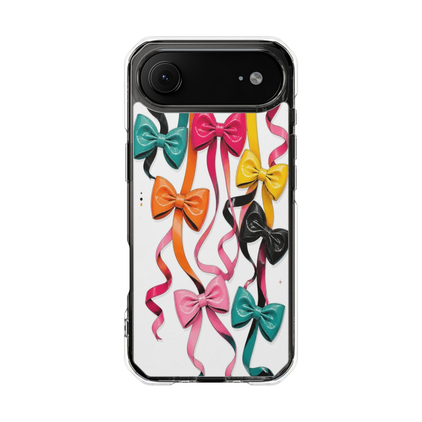 Clear Magnetic Phone Case — Colorful Ribbon Bows Design