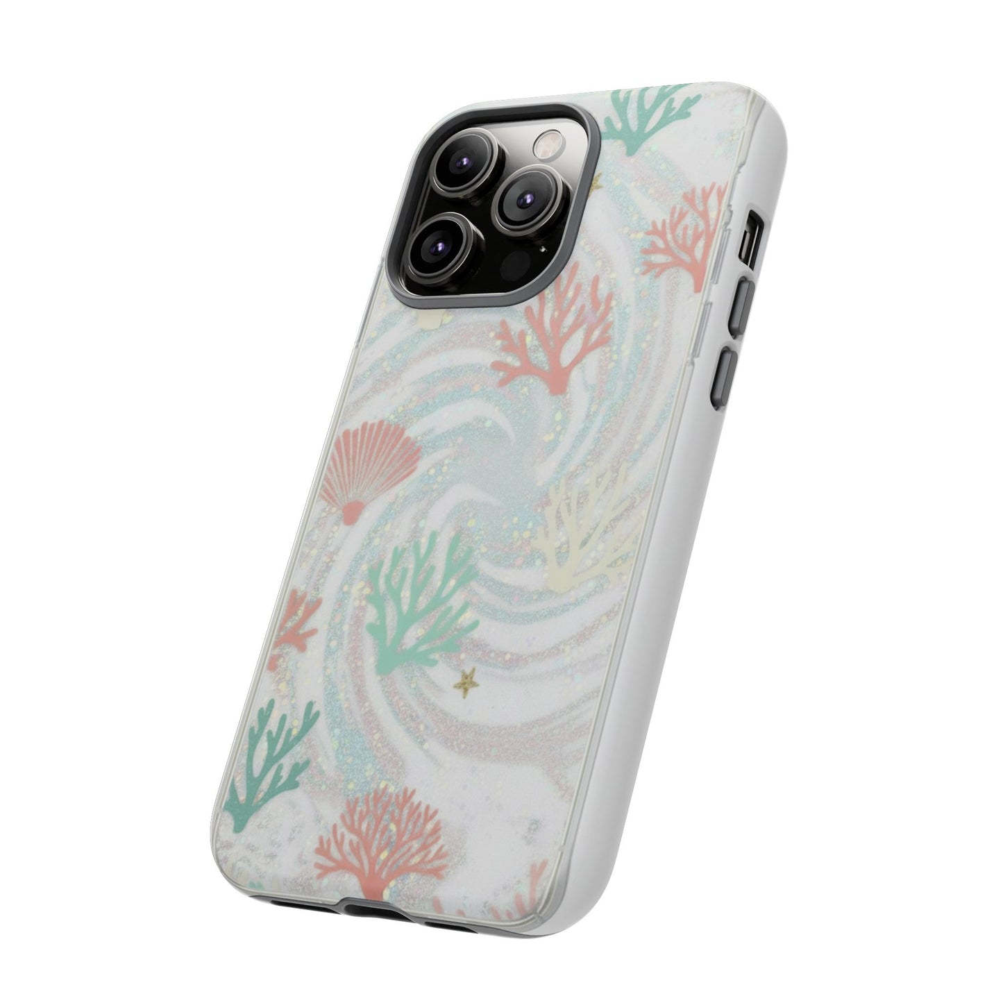 Seafoam Coral Tough Phone Case - Pastel Ocean Wave Design