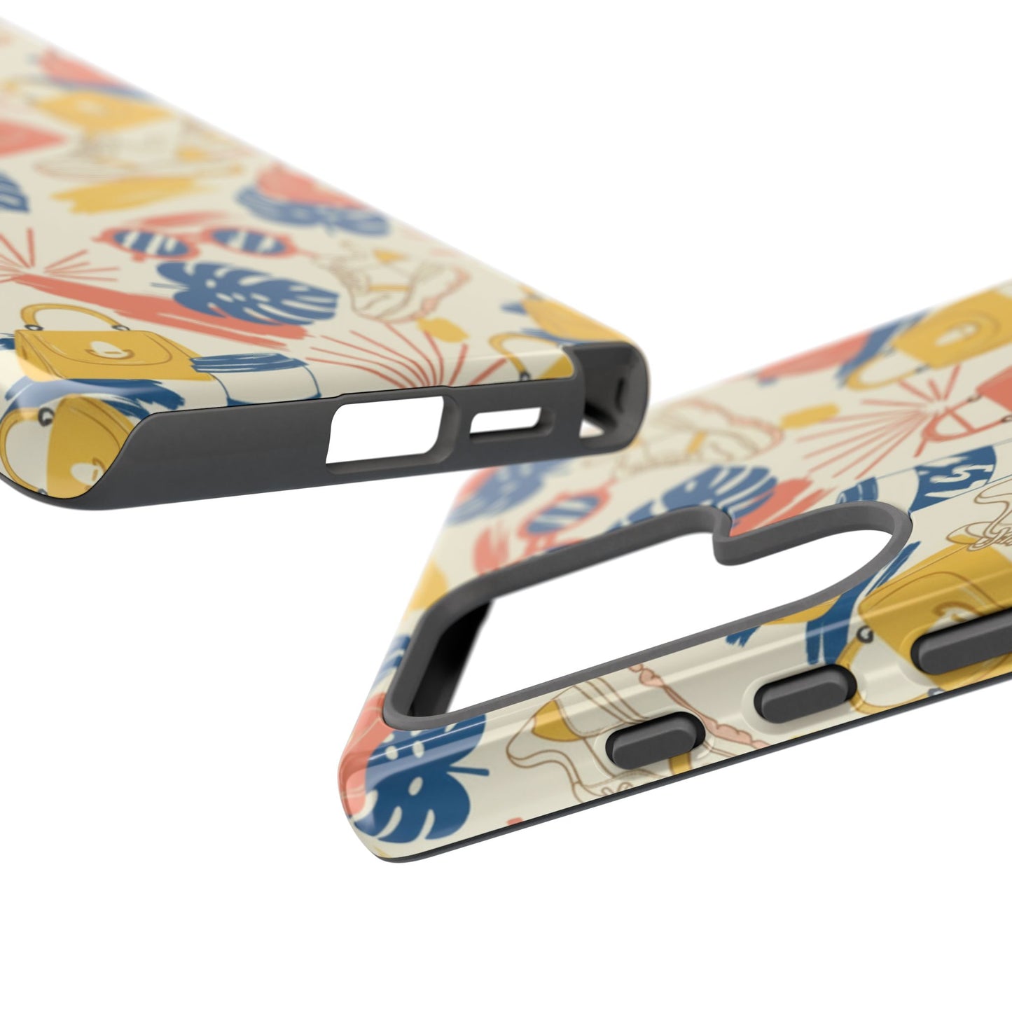 Tough Cases: Retro Summer Pattern Phone Case – Sunglasses, Sneakers & Tropical Leaves
