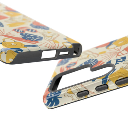 Tough Cases: Retro Summer Pattern Phone Case – Sunglasses, Sneakers & Tropical Leaves