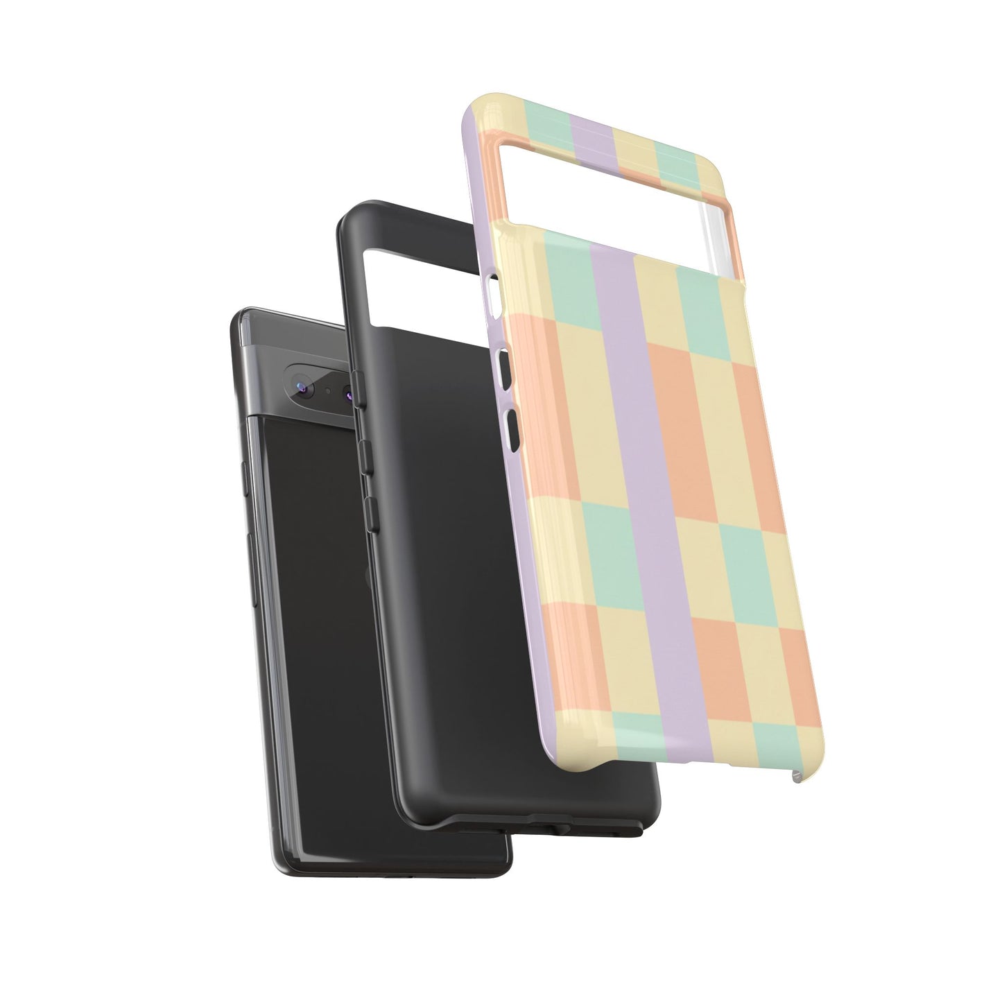 Pastel Checkered Phone Case — Retro Stripe Tough Case
