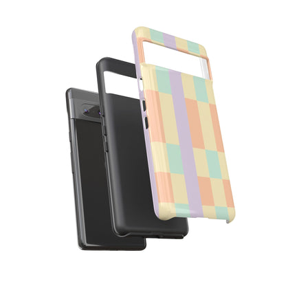 Pastel Checkered Phone Case — Retro Stripe Tough Case