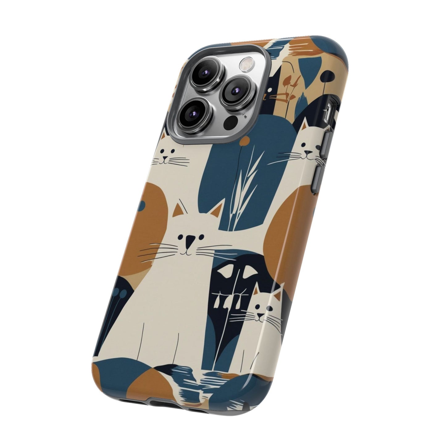 Cat Pattern Phone Case – Retro Abstract Cats Protective iPhone Cover