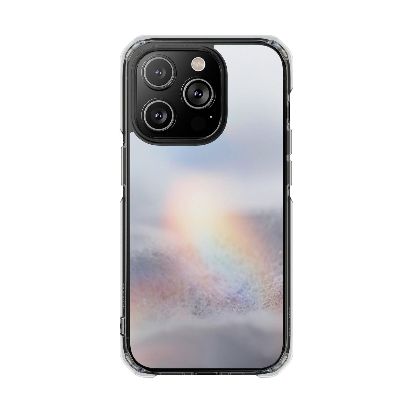 Clear Magnetic Impact Phone Case — Shockproof Transparent Case with Holographic Rainbow Accent