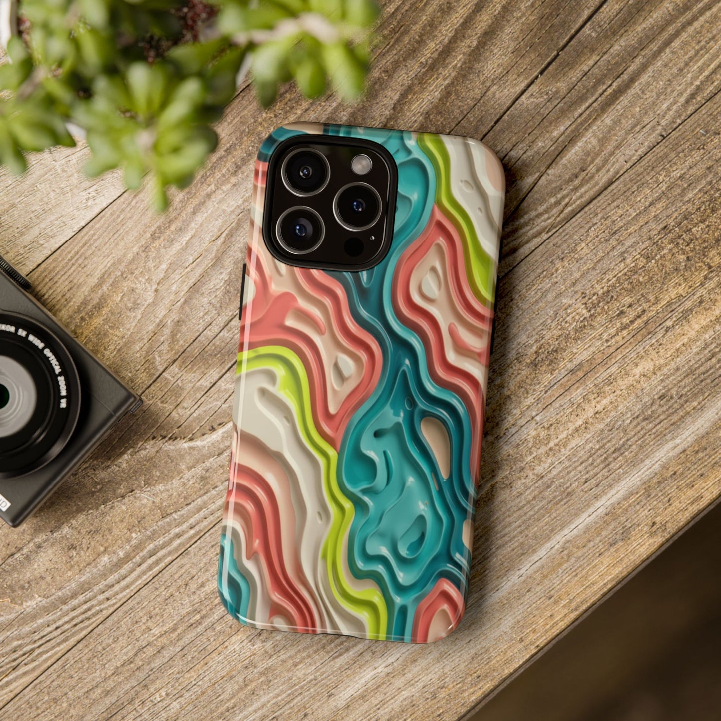 Abstract Contour Phone Case — Colorful Topographic Pattern Tough Case