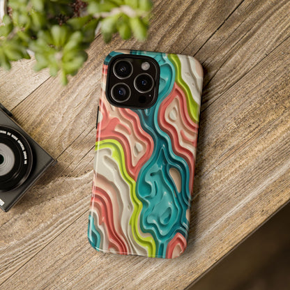 Abstract Contour Phone Case — Colorful Topographic Pattern Tough Case