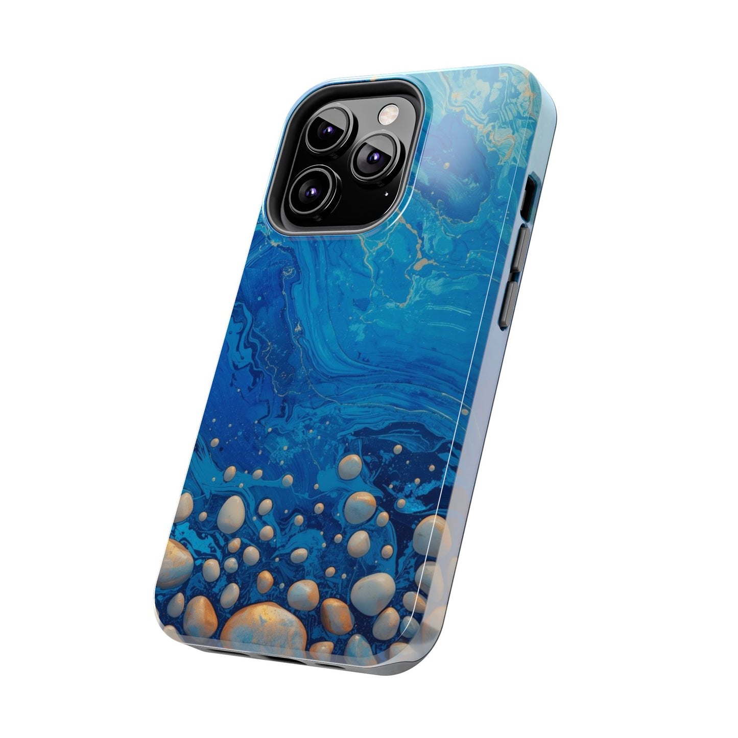 Blue Ocean Pebble Tough Phone Case — Protective Artistic Marble Design