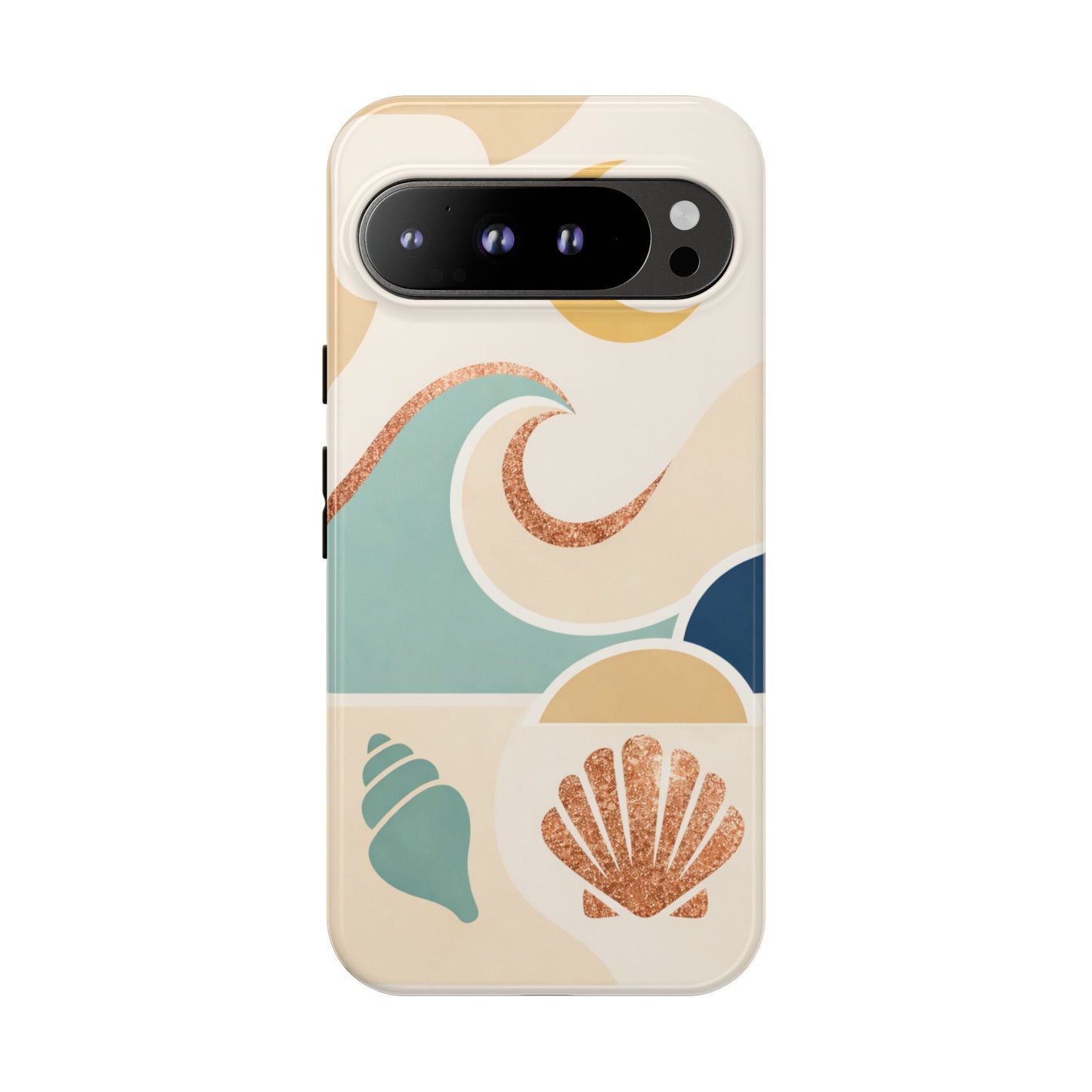 Sea Breeze Tough Phone Case — Retro Waves & Shells Design