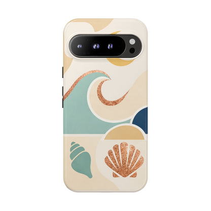 Sea Breeze Tough Phone Case — Retro Waves & Shells Design