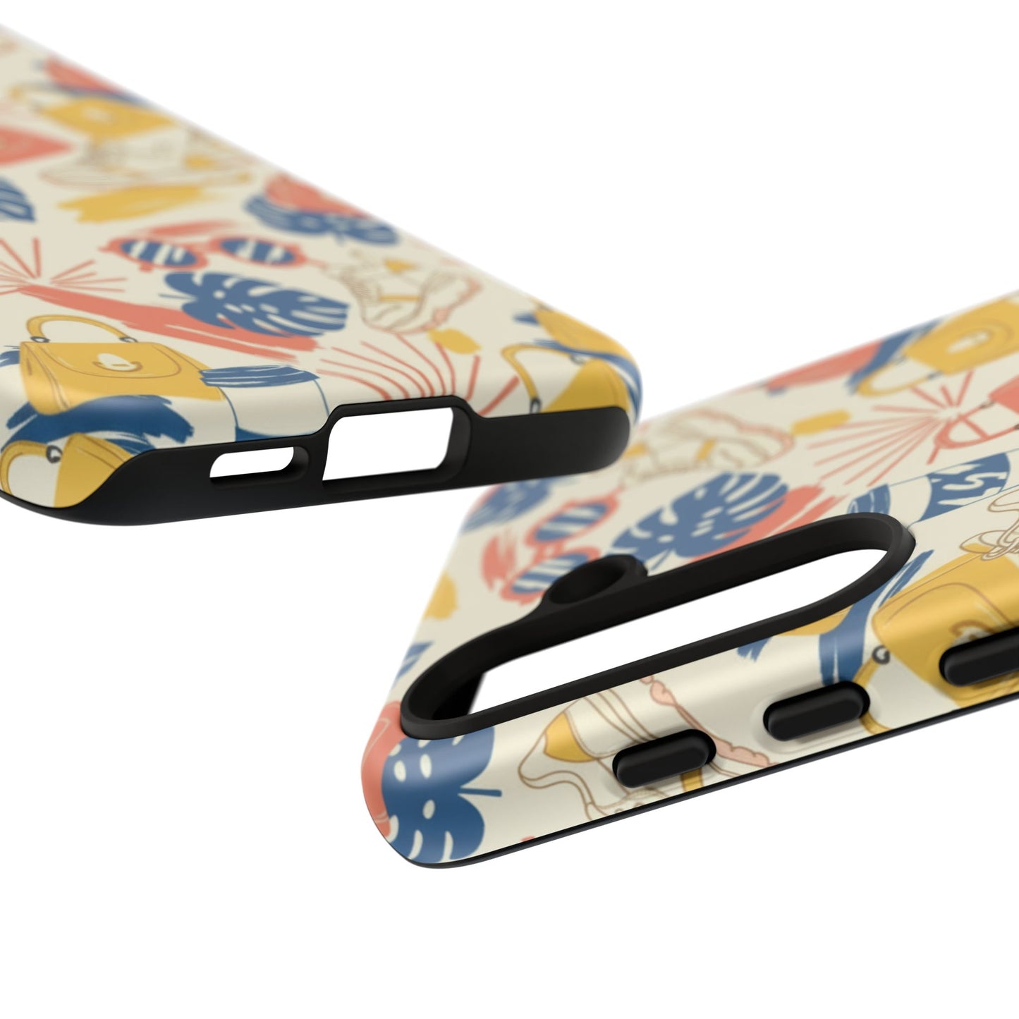 Tough Cases: Retro Summer Pattern Phone Case – Sunglasses, Sneakers & Tropical Leaves