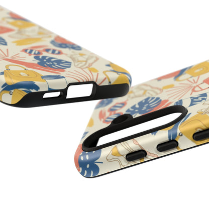 Tough Cases: Retro Summer Pattern Phone Case – Sunglasses, Sneakers & Tropical Leaves