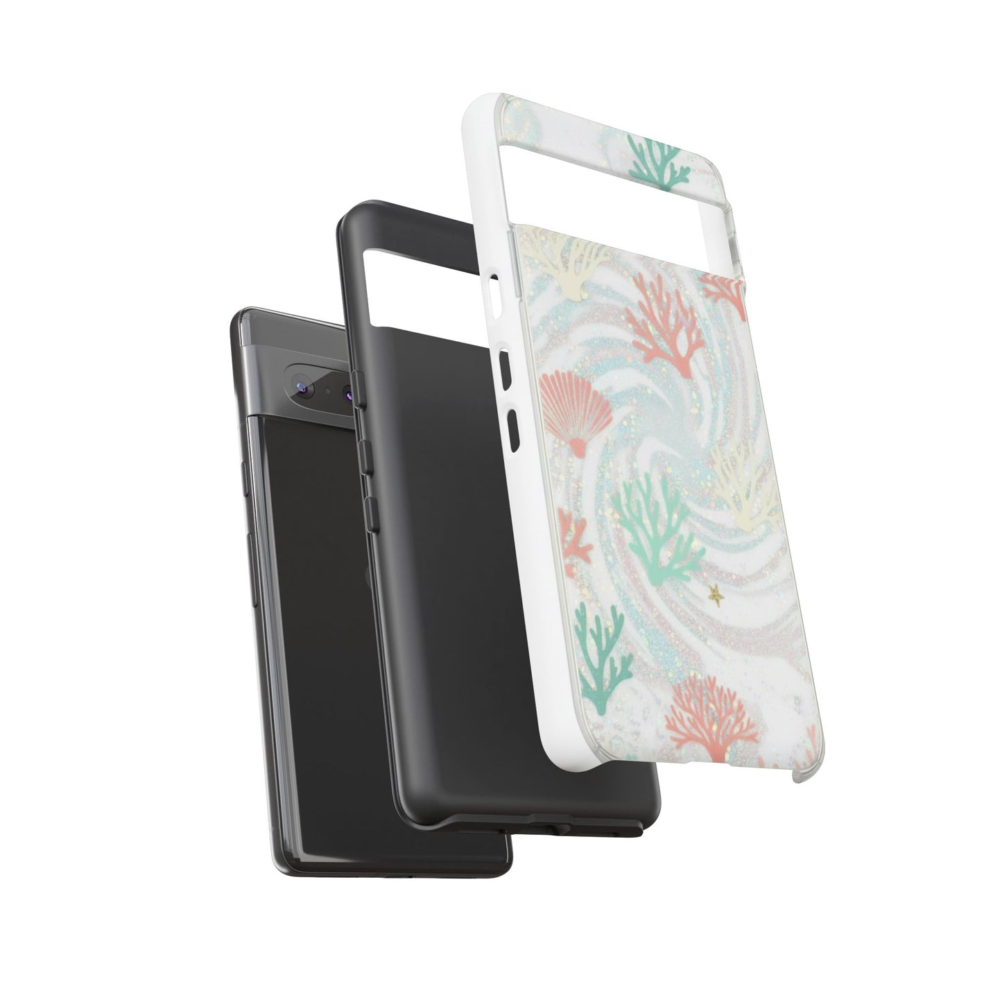 Seafoam Coral Tough Phone Case - Pastel Ocean Wave Design