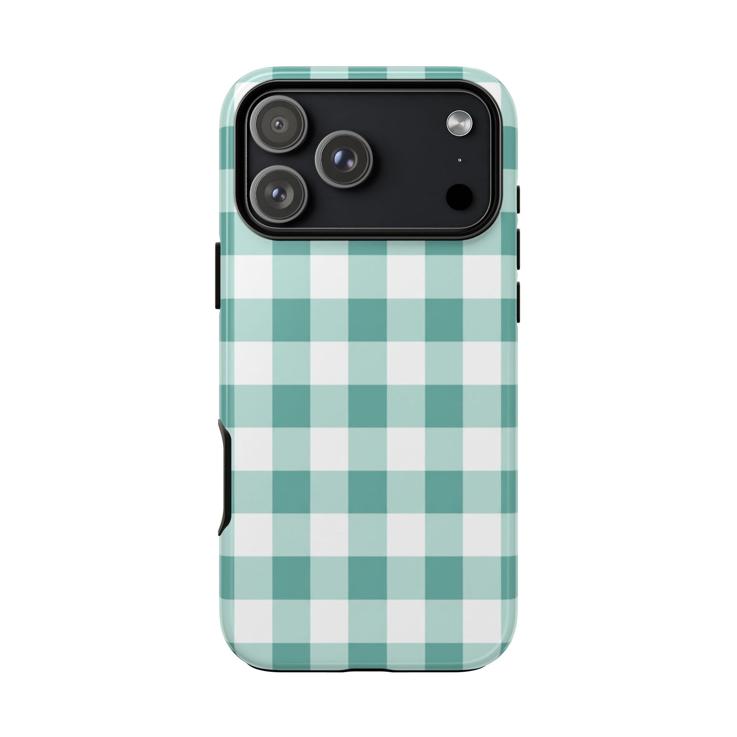 Mint Green Buffalo Check Tough Phone Case — Durable Plaid Protective Cover