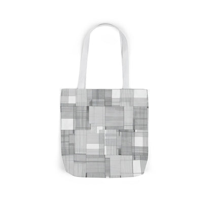 Canvas Tote Bag — Gray Geometric Patchwork Pattern, Eco-Friendly Market Tote