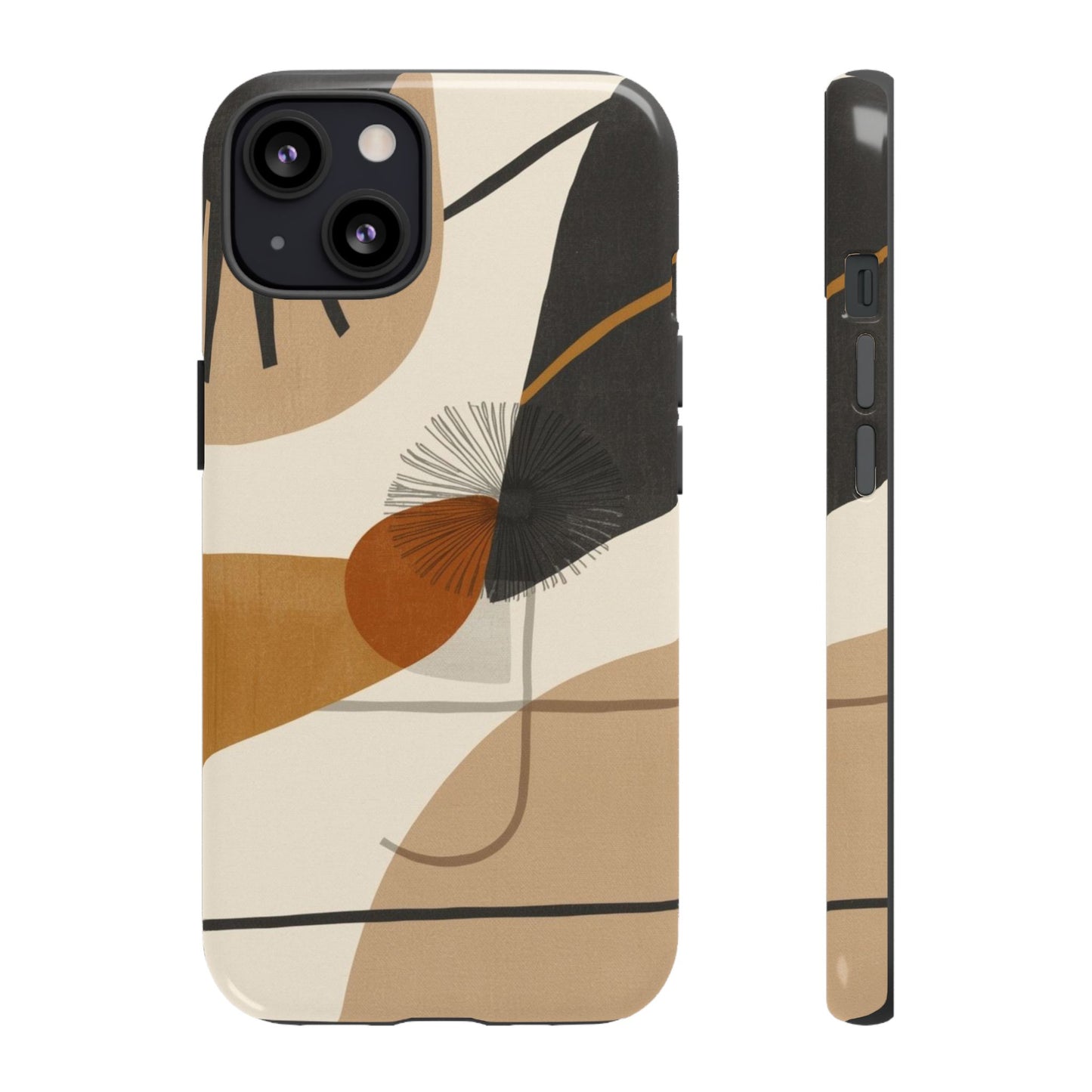 Abstract Earth Tone Phone Case — Mid-Century Minimalist Tough Case