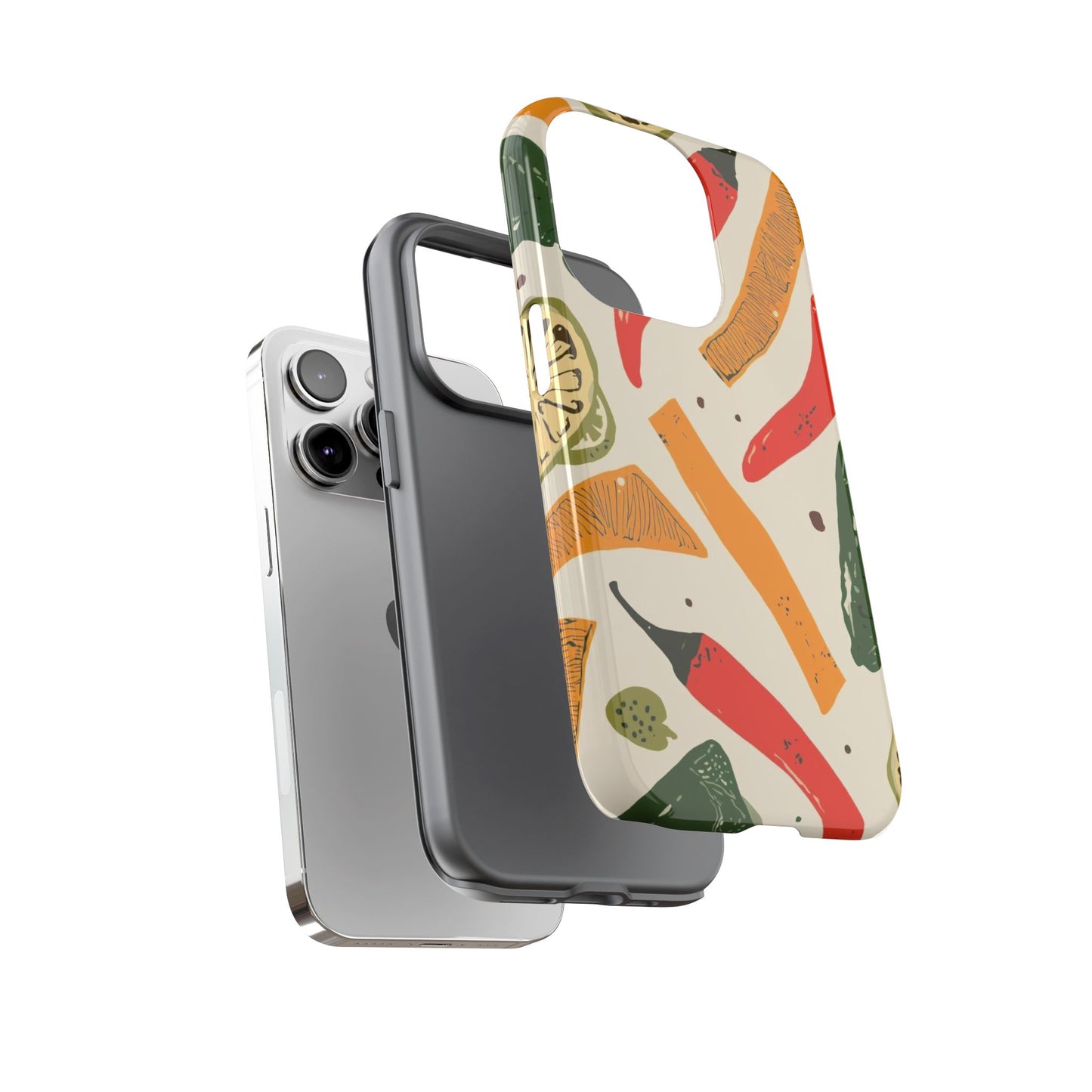 Spicy Peppers Phone Case – Colorful Chili, Lime & Citrus Pattern