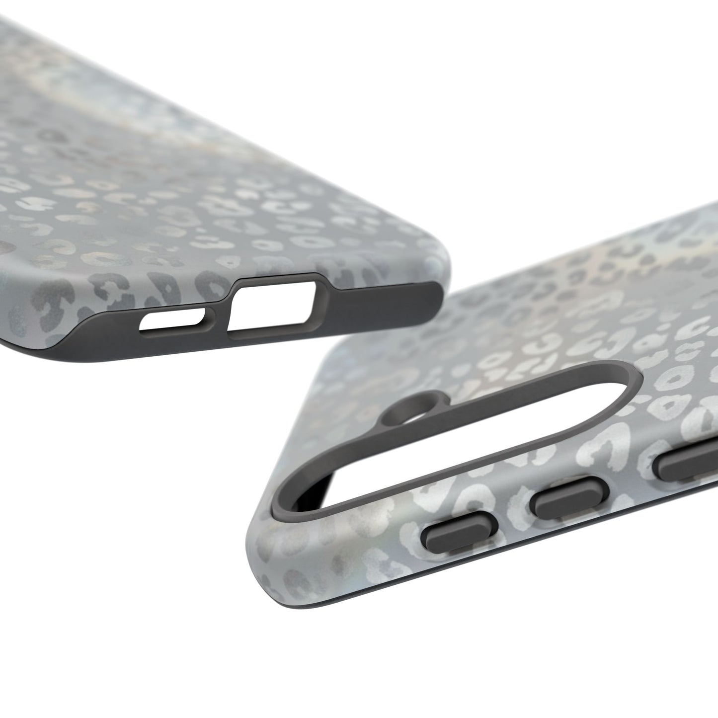 Grey Leopard Print Tough Phone Case — Durable Protective iPhone Cover