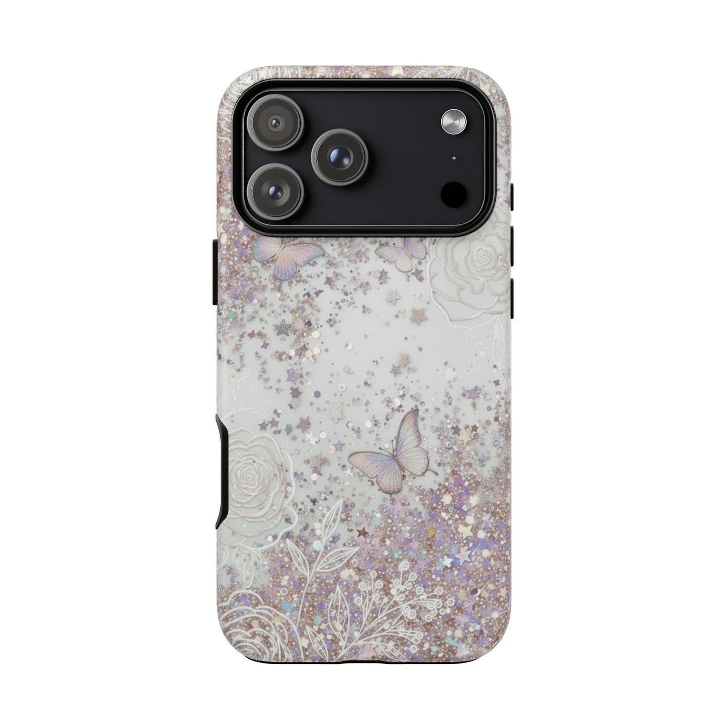 Butterfly Glitter Tough Phone Case — Floral Sparkle Protective Case