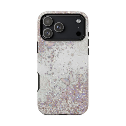 Butterfly Glitter Tough Phone Case — Floral Sparkle Protective Case