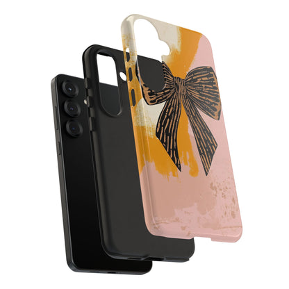 Bow Brushstroke Tough Phone Case — Pink & Mustard