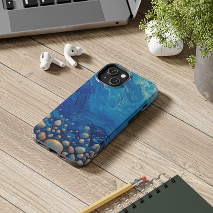 Blue Ocean Pebble Tough Phone Case — Protective Artistic Marble Design
