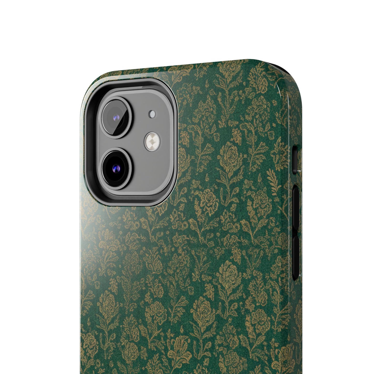 Vintage Floral Tough Phone Case — Green Damask Protective Cover